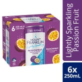 Mount Franklin Lightly Sparkling Water Passionfruit Multipack Mini Cans 6 x 250ml