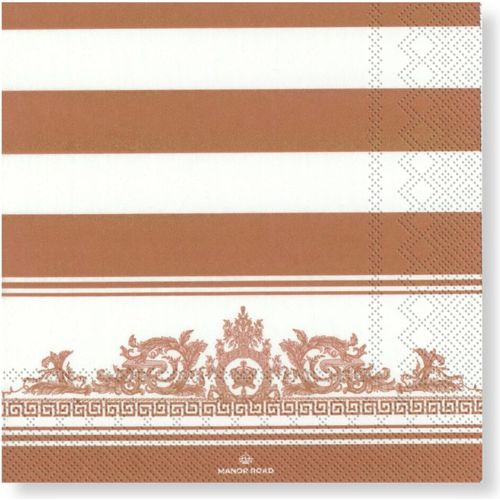 Manor Road Dinner Napkin Rococo Rose Gold 20Pk