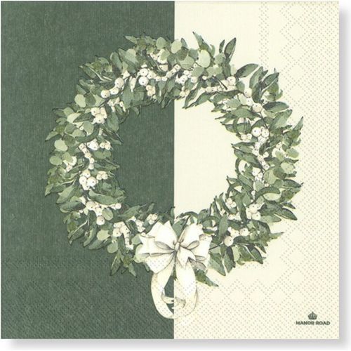 Manor Road White Berry Wreath Napkin - Luncheon 20pk