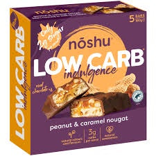 Noshu Low Carb Peanut & Caramel Nougat Indulgence Bars 5 Pack