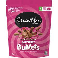 Darrell Lea Bullets Milk Choc Raspberry 204gm