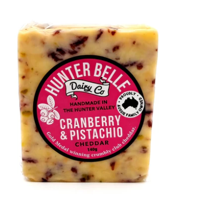 Hunter Belle Dairy Co Cranberry & Pistachio Cheddar 140g