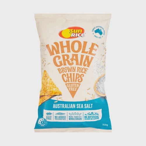 Sunrice brown rice chips sea salt 150g