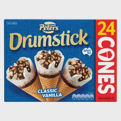 Peters Drumstick Ice Cream Cones Vanilla 24pk