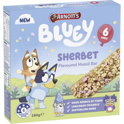 Arnotts Bluey Sherbet Flavour Muesli Bar 6 pack 180g