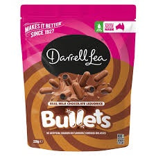 Darrell Lea Bullets Milk Choc Liquorice 226gm