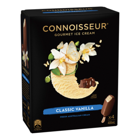 Connoisseur Vanilla Ice Cream with Milk Chocolate 4pk