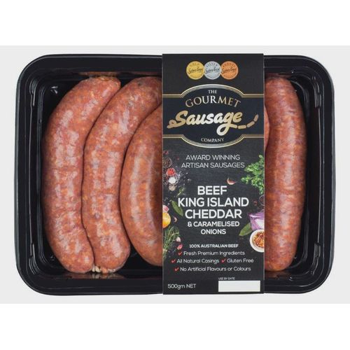 The Gourmet Sausage Co Beef King Island Cheddar & Caramelised Onions 500gm