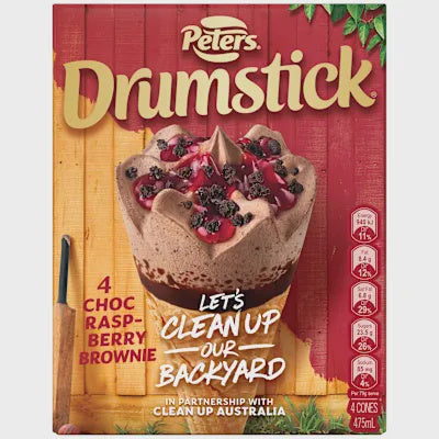 Peters Drumstick Choc Raspberry Brownie 4Pk