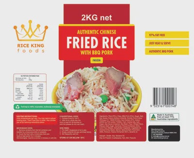 Rice King Foods Authentic Chinese Fried Rice w BBQ Pork 2kg