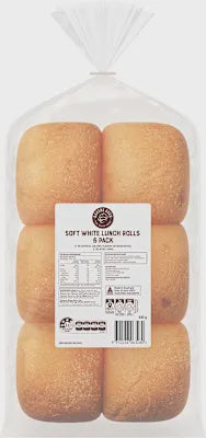 Bakers Oven White Soft Lunch Rolls 6pk