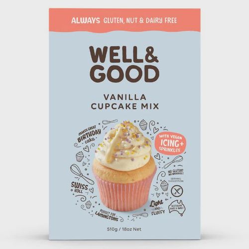 Well & Good  Gluten Free Vanilla Cupcake Mix 510g