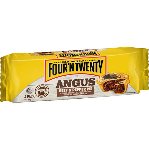 Four'n Twenty Angus Aussie Beef & Pepper Pies 4 Pack