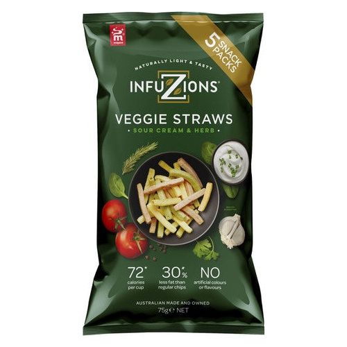 Majans Infuzions Veggie Straws Sour Cream 5 x 15gm