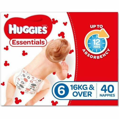 Huggies Essentials Nappies size 6 Junior 16kg 40pk