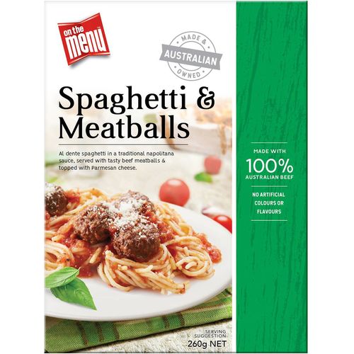 On The Menu Spaghetti & Meatballs Frozen Meal 260g