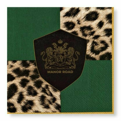 Manor Road Luncheon Napkins 20pk Checkerboard Leopard