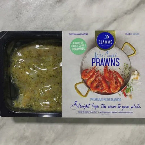 Clamms Australian Prawns Coconut Green Curry 250g