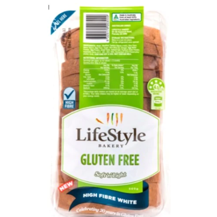 LifeStyle Bakery Bread White High Fibre Gluten Free 500g