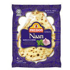 Mission Naan Bread Garlic & Herb 4 pack 280gm