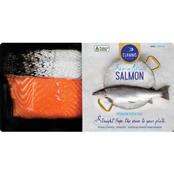 Clamms Salmon Portions Smokey Bourbon 2pk 280g